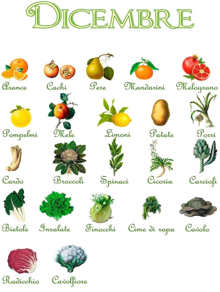 december seaonal fruit and vegetables italy